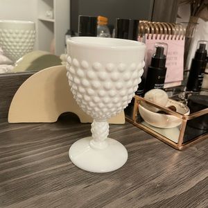 Hobnail milk glass smooth rim cup
